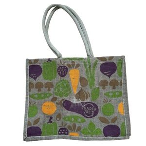 Trader Joe's Reusable Jute Tote bag Burlap Bag Brown Produce Vegetables‎